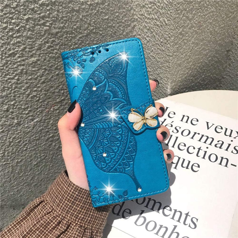 Google Pixel 9 Pro XL Crystal Butterfly PU Leather Wallet Case Card Holder Case Butterfly Rose Gold SD - Gorilla Cases