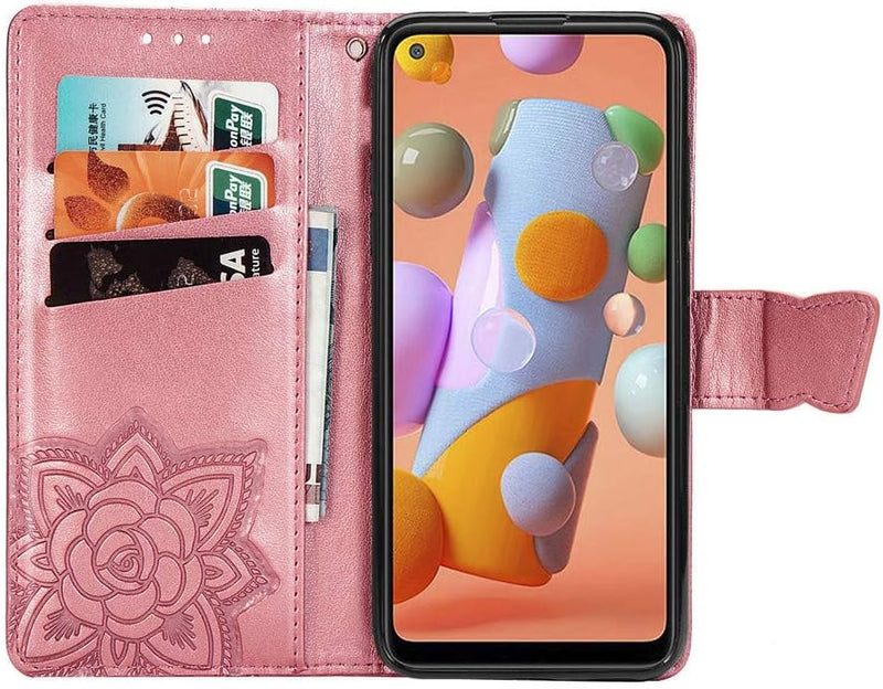 Google Pixel 9 Pro XL Crystal Butterfly PU Leather Wallet Case Card Holder Case Butterfly Rose Gold SD - Gorilla Cases