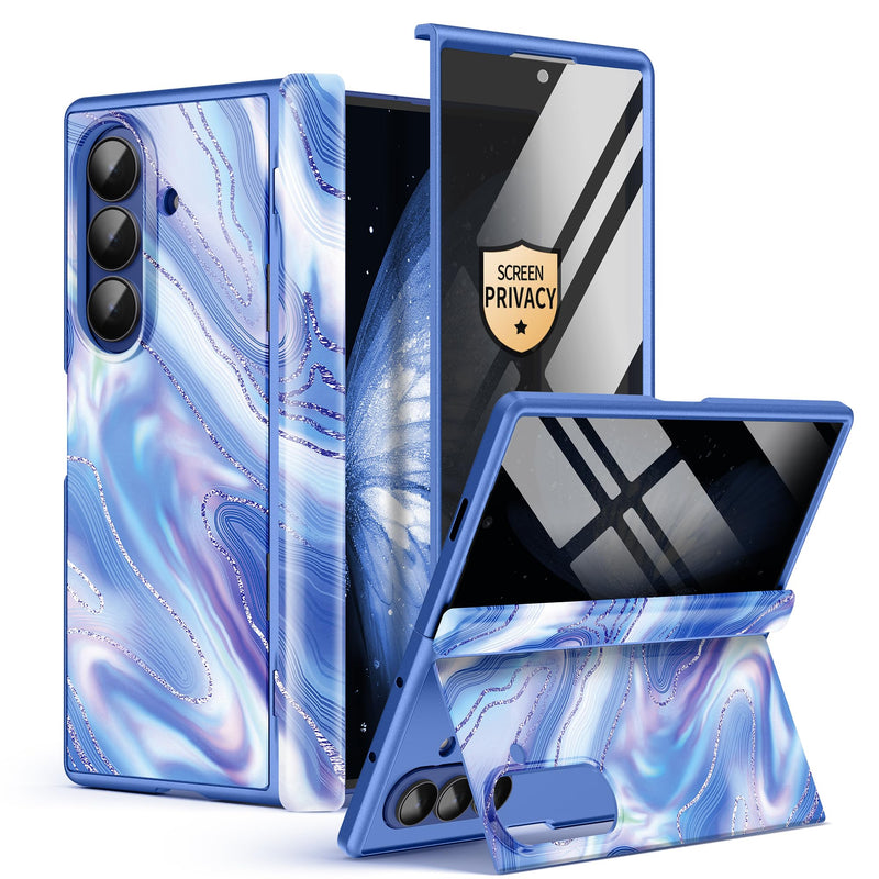 GVIEWIN for Samsung Galaxy Z Fold 7 Case with Privacy Screen Protector [Compatible with Magsafe][Built - in Kickstand] Magnetic Full - Body Hinge Protection Slim Phone Case for Z Fold 7, Quicksand/Purple