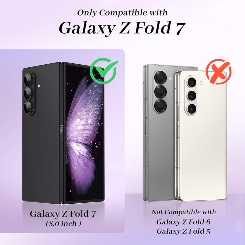 GVIEWIN for Samsung Galaxy Z Fold 7 Case with Privacy Screen Protector [Compatible with Magsafe][Built - in Kickstand] Magnetic Full - Body Hinge Protection Slim Phone Case for Z Fold 7, Quicksand/Purple