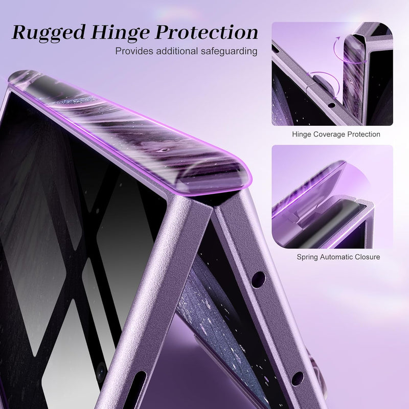 GVIEWIN for Samsung Galaxy Z Fold 7 Case with Privacy Screen Protector [Compatible with Magsafe][Built - in Kickstand] Magnetic Full - Body Hinge Protection Slim Phone Case for Z Fold 7, Quicksand/Purple