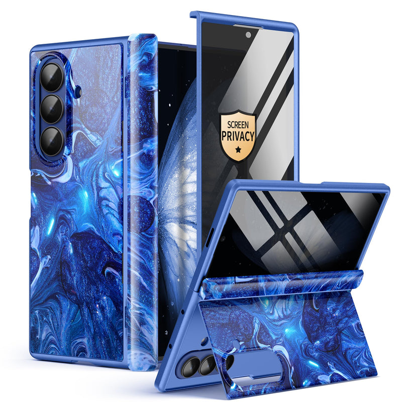 GVIEWIN for Samsung Galaxy Z Fold 7 Case with Privacy Screen Protector [Compatible with Magsafe][Built - in Kickstand] Magnetic Full - Body Hinge Protection Slim Phone Case for Z Fold 7, Quicksand/Purple