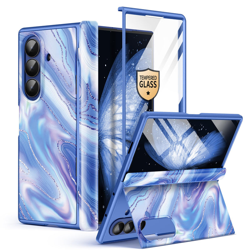 GVIEWIN for Samsung Galaxy Z Fold 7 Case with Privacy Screen Protector [Compatible with Magsafe][Built - in Kickstand] Magnetic Full - Body Hinge Protection Slim Phone Case for Z Fold 7, Quicksand/Purple