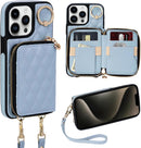 i Phone 16 Pro Max 6.7'' Wallet Case Crossbody Zipper Purse RFID Blocking Card Holders