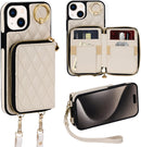 i Phone 16 Pro Max 6.7'' Wallet Case Crossbody Zipper Purse RFID Blocking Card Holders