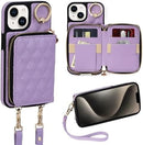 i Phone 16 Pro Max 6.7'' Wallet Case Crossbody Zipper Purse RFID Blocking Card Holders