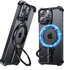 Military grade shockproof slim iPhone 16 Pro Max case with aluminum frame ring kickstand invisible protection