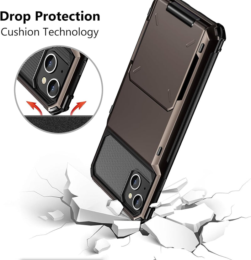 i Phone 16 Pro Max Case Card Holder Dual Layer Heavy Duty Shockproof Cover Case - Gorilla Cases