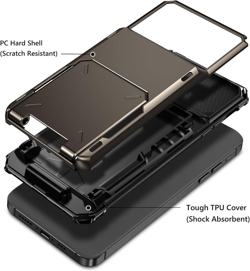 i Phone 16 Pro Max Case Card Holder Dual Layer Heavy Duty Shockproof Cover Case - Gorilla Cases