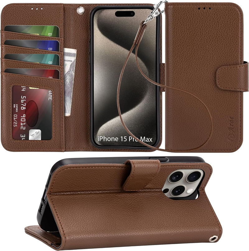 i Phone 16 Pro Max Case Card Holder Wrist Strap Wallet Flip Cover Rose Gold - Gorilla Cases