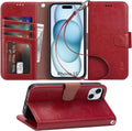 Case for iPhone 16 Pro Max with Card Holder + Wrist Strap, Flip Wallet Cover with Kickstand & Magnetic Closure