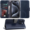 Case for iPhone 16 Pro Max with Card Holder + Wrist Strap, Flip Wallet Cover with Kickstand & Magnetic Closure