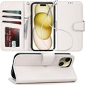 Case for iPhone 16 Pro Max with Card Holder + Wrist Strap, Flip Wallet Cover with Kickstand & Magnetic Closure