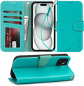 Case for iPhone 16 Pro Max with Card Holder + Wrist Strap, Flip Wallet Cover with Kickstand & Magnetic Closure