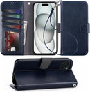 Case for iPhone 16 Pro Max with Card Holder + Wrist Strap, Flip Wallet Cover with Kickstand & Magnetic Closure