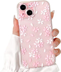 i Phone 16 Pro Max Case Cute Clear Oil Flower Floral Design Girls Shockproof Protective