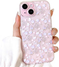 i Phone 16 Pro Max Case Cute Clear Oil Flower Floral Design Girls Shockproof Protective