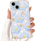 i Phone 16 Pro Max Case Cute Clear Oil Flower Floral Design Girls Shockproof Protective