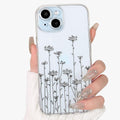 i Phone 16 Pro Max Case Cute Clear Oil Flower Floral Design Girls Shockproof Protective
