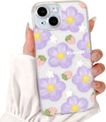 i Phone 16 Pro Max Case Cute Clear Oil Flower Floral Design Girls Shockproof Protective