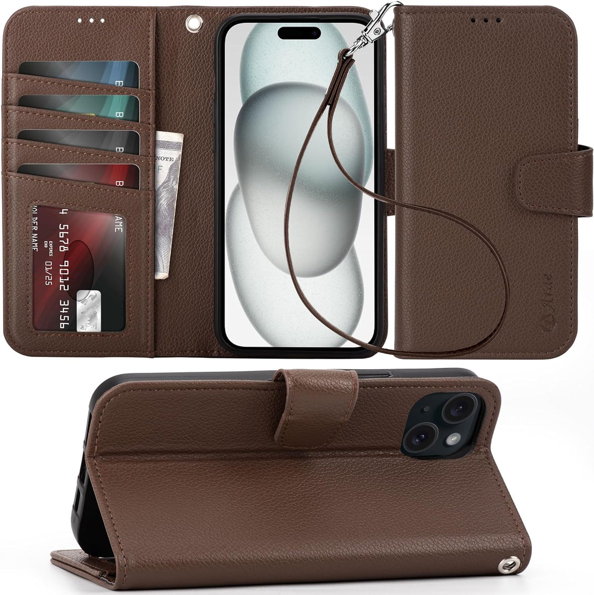 iPhone 15 Pro Max Wallet Case with Strap – Flip Cover
