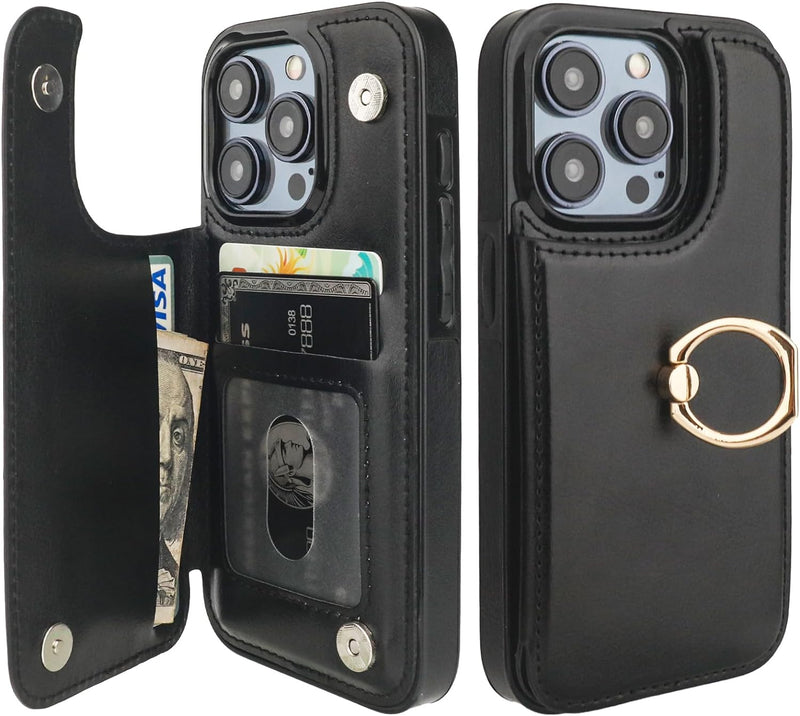 i Phone 16 Pro Max Wallet Case Card Holder Magnetic Clasp Shockproof Cover - Gorilla Cases