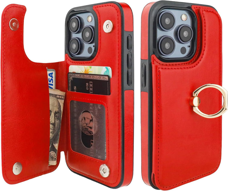 i Phone 16 Pro Max Wallet Case Card Holder Magnetic Clasp Shockproof Cover - Gorilla Cases