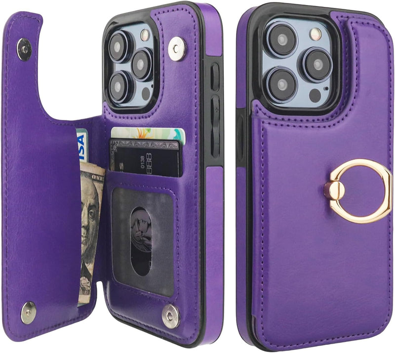 i Phone 16 Pro Max Wallet Case Card Holder Magnetic Clasp Shockproof Cover - Gorilla Cases