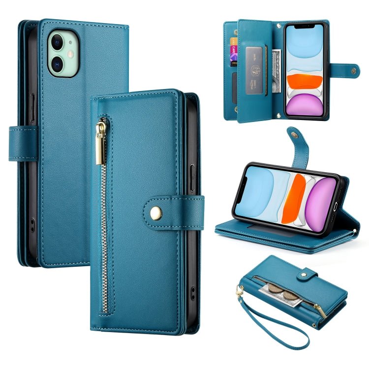 iPhone 11 Nine Card - slot Zipper Wallet Bag Leather Phone Case