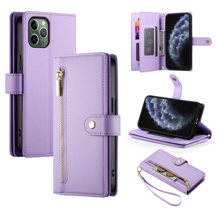 iPhone 11 Nine Card - slot Zipper Wallet Bag Leather Phone Case
