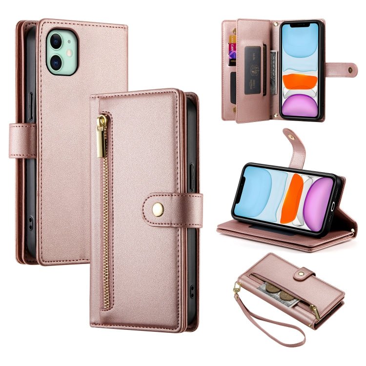 iPhone 11 Nine Card - slot Zipper Wallet Bag Leather Phone Case