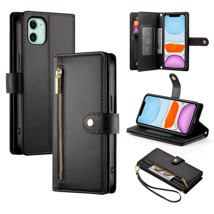 iPhone 11 Nine Card - slot Zipper Wallet Bag Leather Phone Case