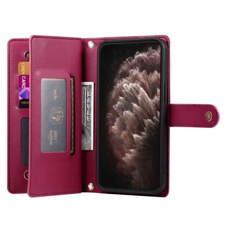 iPhone 11 Nine Card - slot Zipper Wallet Bag Leather Phone Case