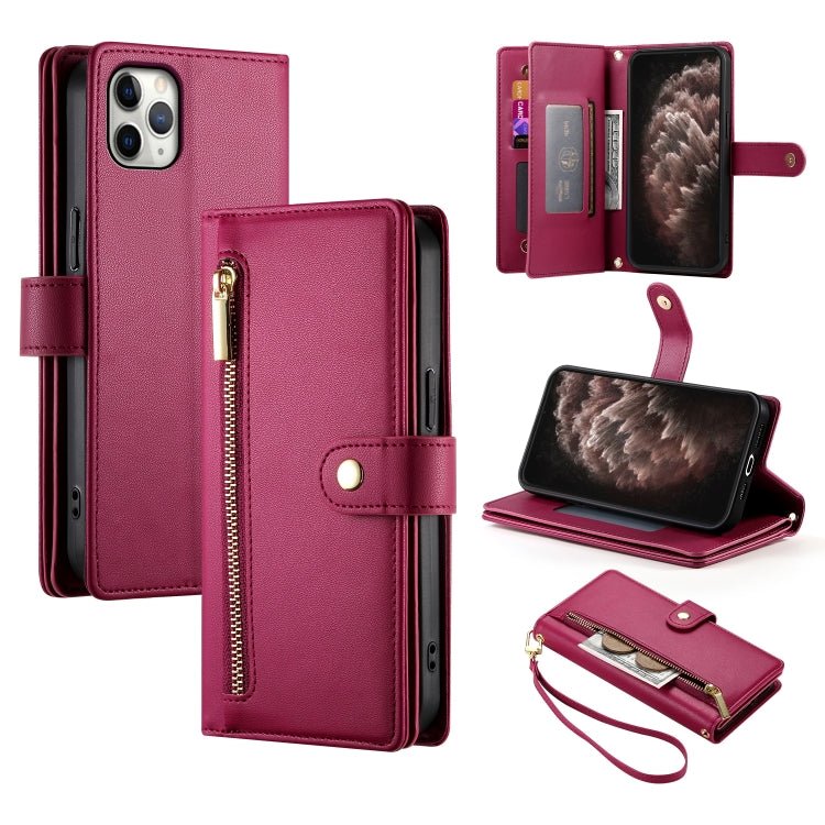 iPhone 11 Nine Card - slot Zipper Wallet Bag Leather Phone Case