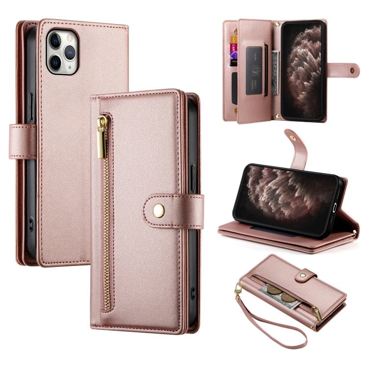 iPhone 11 Nine Card - slot Zipper Wallet Bag Leather Phone Case