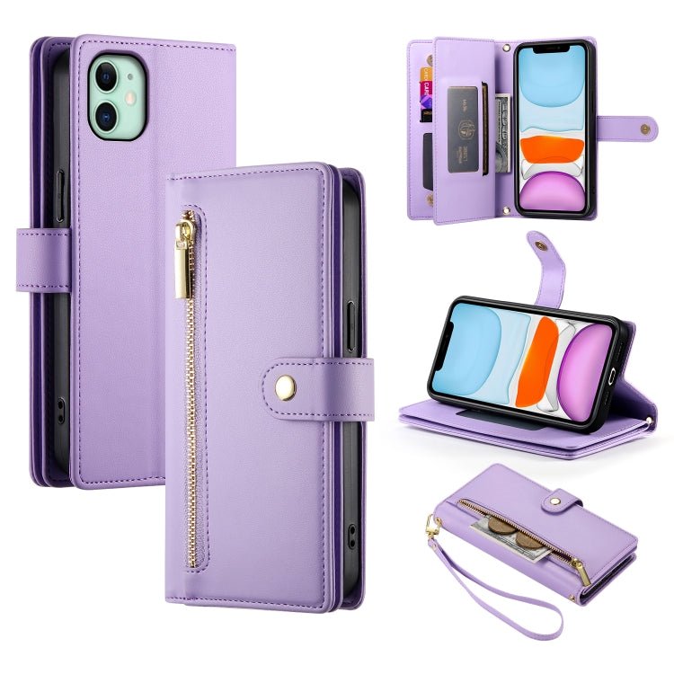 iPhone 11 Nine Card - slot Zipper Wallet Bag Leather Phone Case