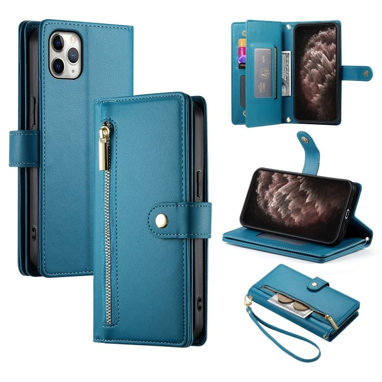 iPhone 11 Nine Card - slot Zipper Wallet Bag Leather Phone Case