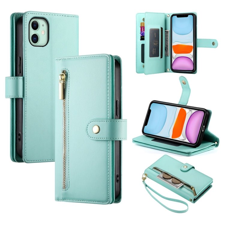 iPhone 11 Nine Card - slot Zipper Wallet Bag Leather Phone Case