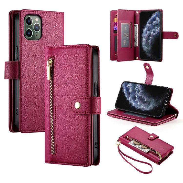 iPhone 11 Nine Card - slot Zipper Wallet Bag Leather Phone Case
