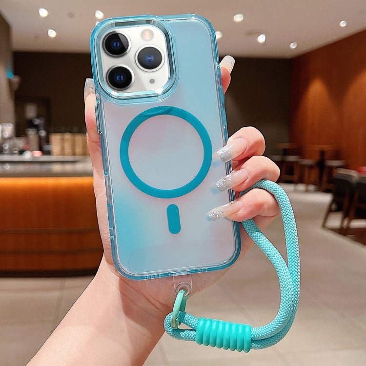 iPhone 11/12 Bright Shadow Magsafe Discoloration Phone Case with Wrist Strap