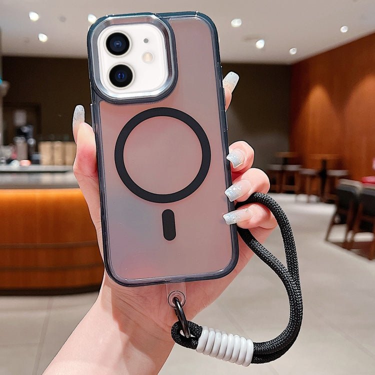 iPhone 11/12 Bright Shadow Magsafe Discoloration Phone Case with Wrist Strap