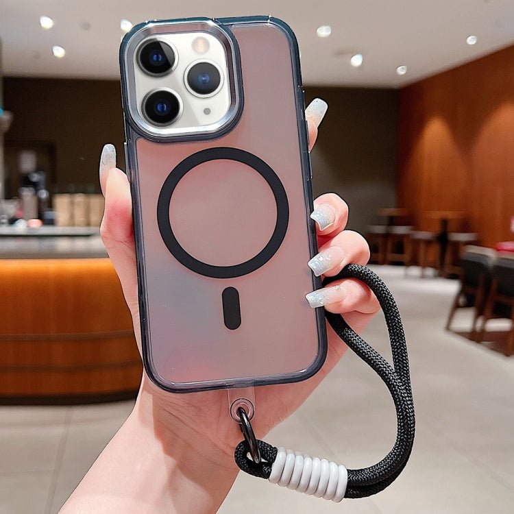 iPhone 11/12 Bright Shadow Magsafe Discoloration Phone Case with Wrist Strap