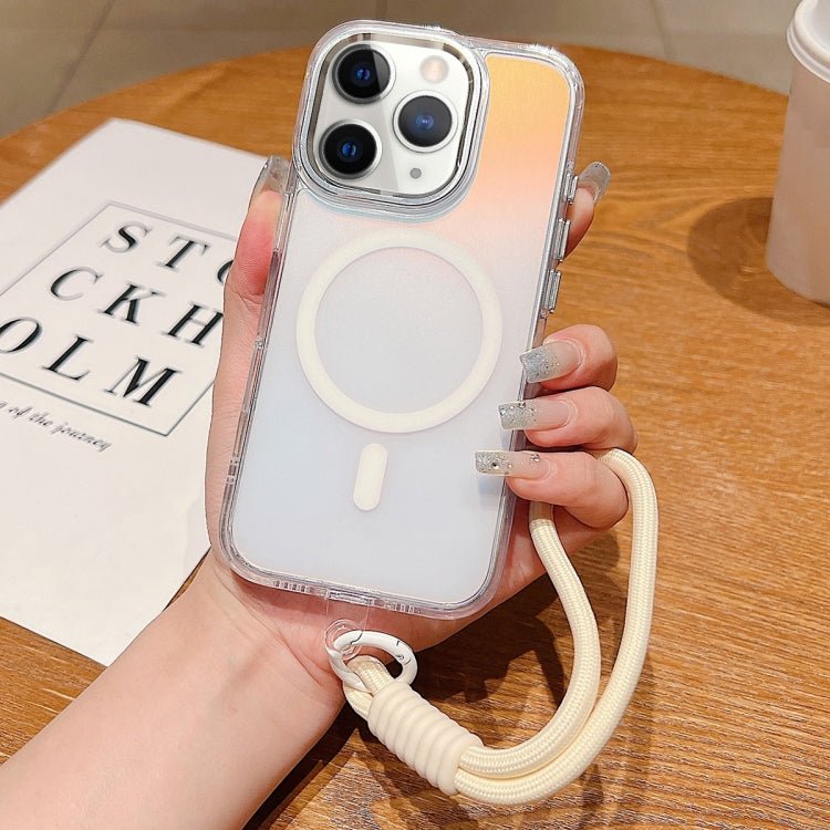 iPhone 11/12 Bright Shadow Magsafe Discoloration Phone Case with Wrist Strap