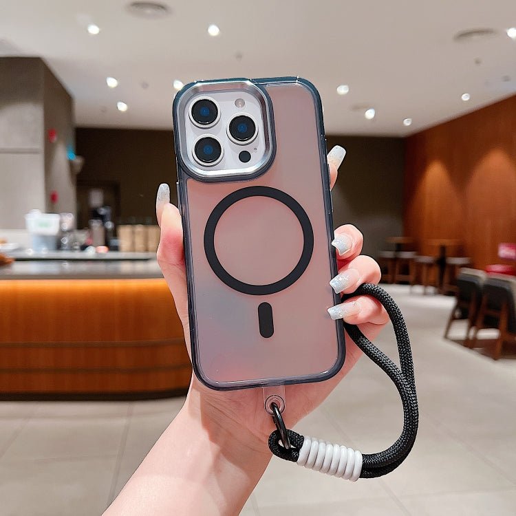 iPhone 11/12 Bright Shadow Magsafe Discoloration Phone Case with Wrist Strap