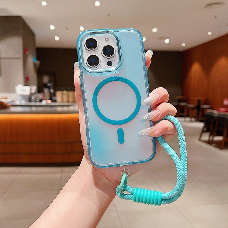 iPhone 11/12 Bright Shadow Magsafe Discoloration Phone Case with Wrist Strap