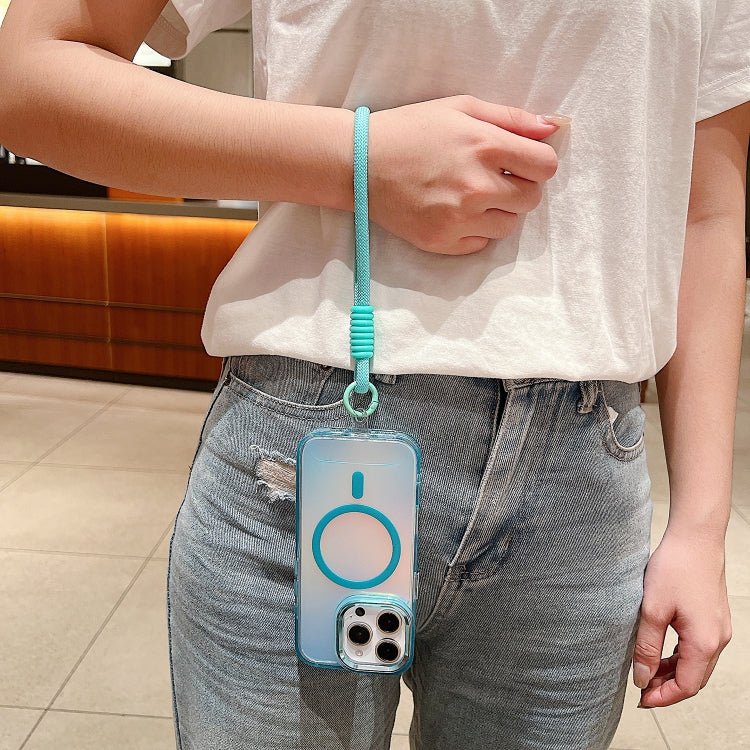 iPhone 11/12 Bright Shadow Magsafe Discoloration Phone Case with Wrist Strap