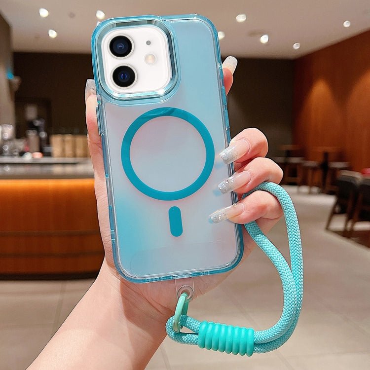 iPhone 11/12 Bright Shadow Magsafe Discoloration Phone Case with Wrist Strap
