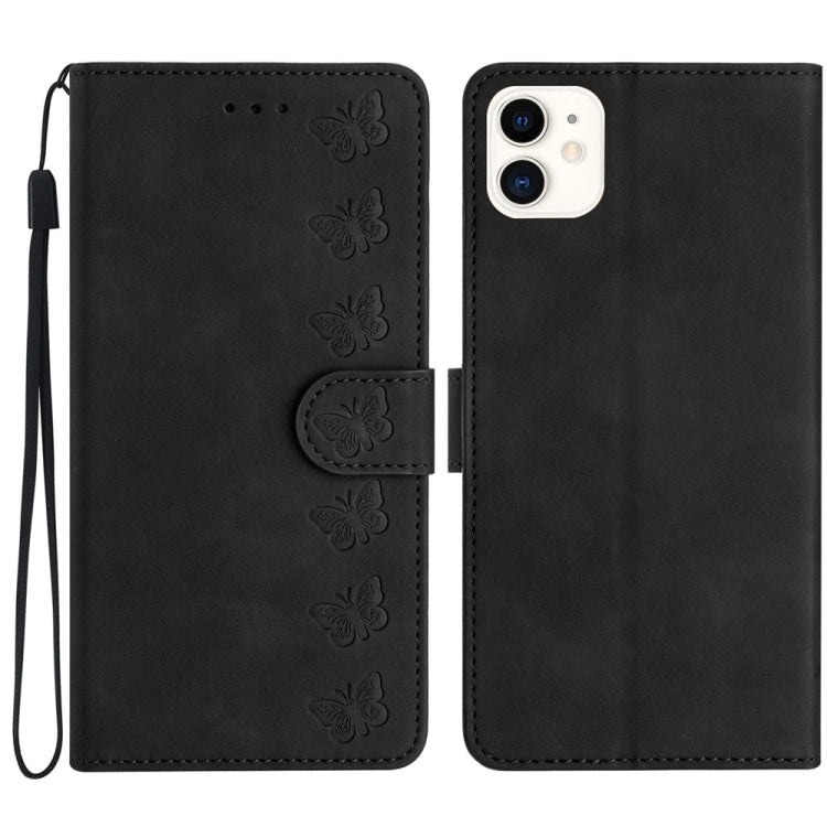 iPhone 12/13/14 Series Seven Butterflies Embossed Leather Phone Case
