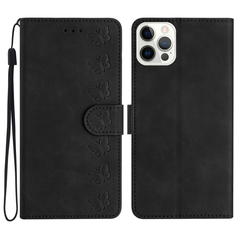 iPhone 12/13/14 Series Seven Butterflies Embossed Leather Phone Case