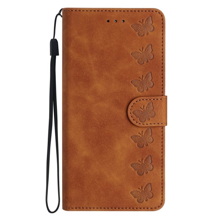 iPhone 12/13/14 Series Seven Butterflies Embossed Leather Phone Case